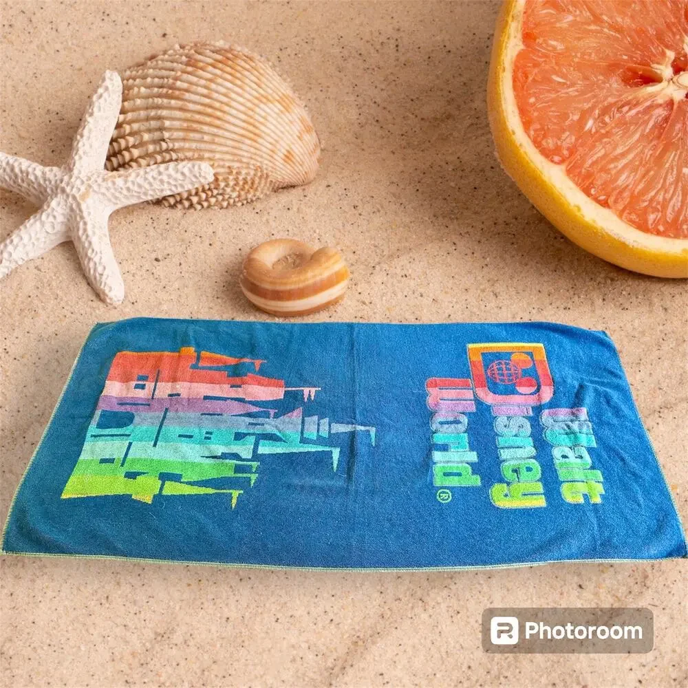 Walt Disney World VTG Rainbow Cinderella Castle Beach Towel 100% Cotton Belgium